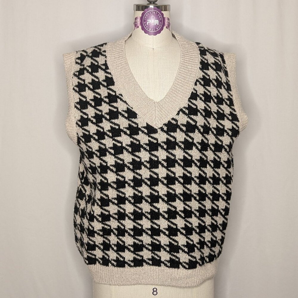 Pink Rose Houndstooth Sweater Vest